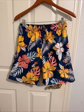 Men’s Navy Floral Swim Trunks